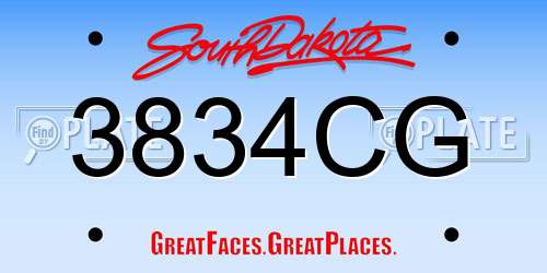 3834CG South Dakota License Plate