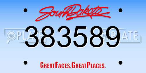 383589 South Dakota License Plate