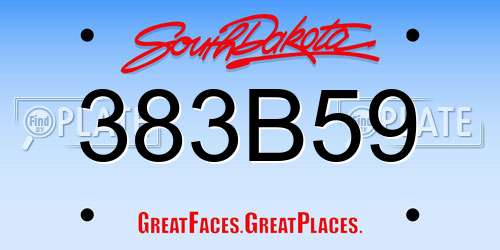 383B59 South Dakota License Plate