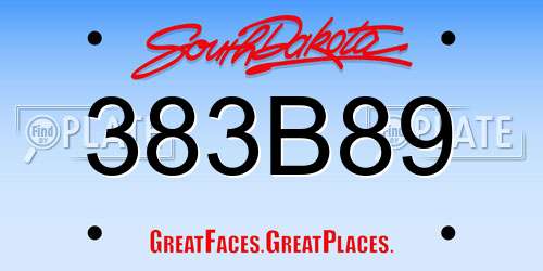 383B89 South Dakota License Plate