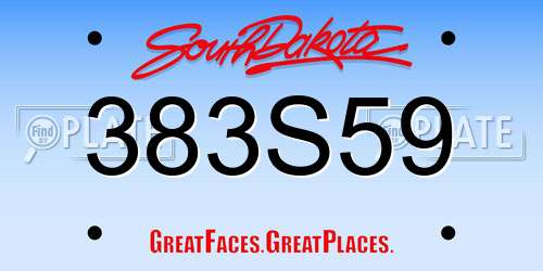 383S59 South Dakota License Plate