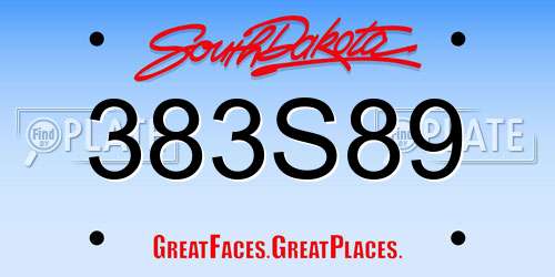 383S89 South Dakota License Plate