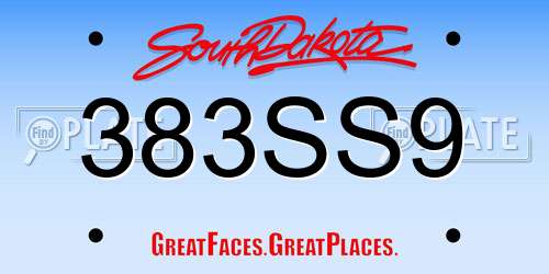 383SS9 South Dakota License Plate