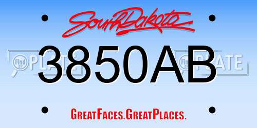 3850AB South Dakota License Plate