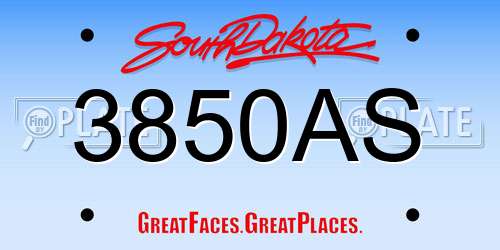 3850AS South Dakota License Plate