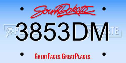 3853DM South Dakota License Plate