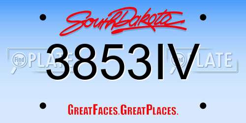 3853IV South Dakota License Plate