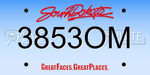3853OM South Dakota License Plate