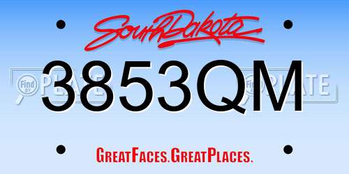 3853QM South Dakota License Plate