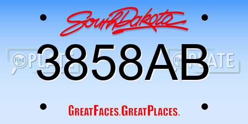 3858AB South Dakota License Plate