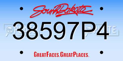 38597P4 South Dakota License Plate