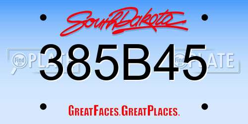 385B45 South Dakota License Plate