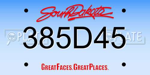 385D45 South Dakota License Plate