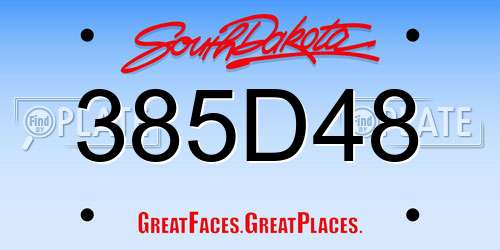 385D48 South Dakota License Plate
