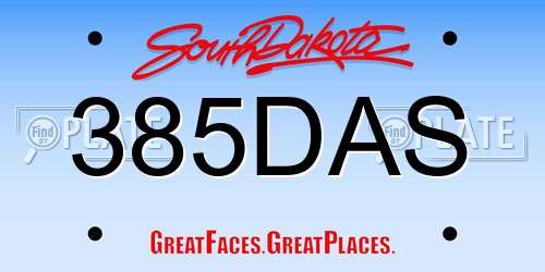 385DAS South Dakota License Plate