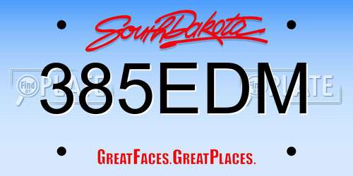 385EDM South Dakota License Plate