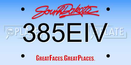 385EIV South Dakota License Plate