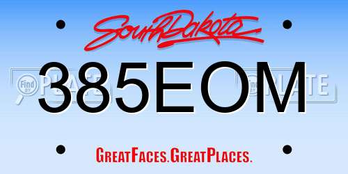 385EOM South Dakota License Plate