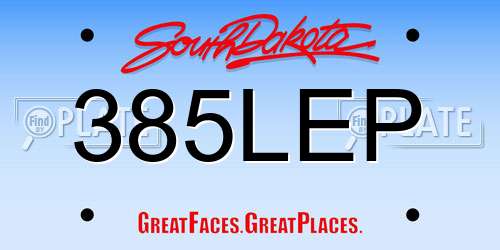385LEP South Dakota License Plate