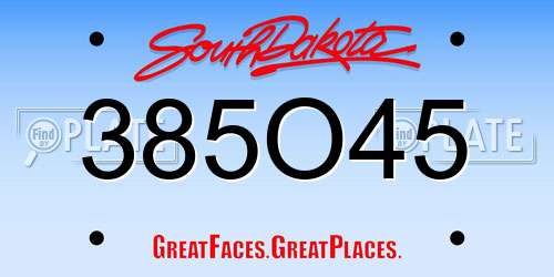 385O45 South Dakota License Plate