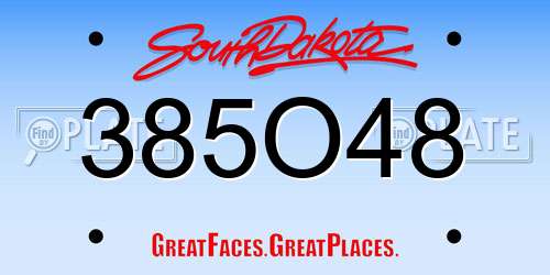 385O48 South Dakota License Plate