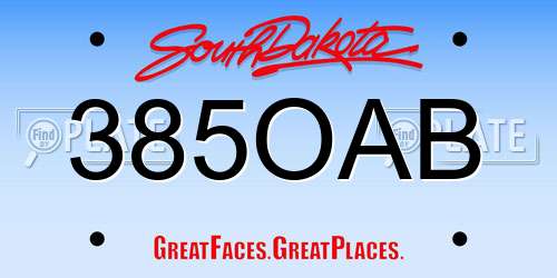 385OAB South Dakota License Plate