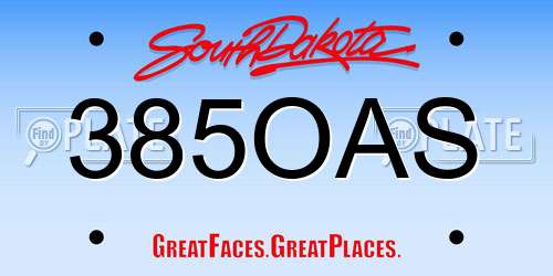 385OAS South Dakota License Plate
