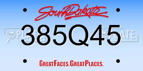 385Q45 South Dakota License Plate