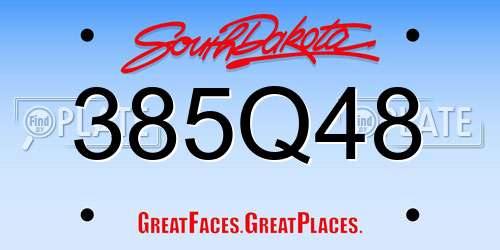 385Q48 South Dakota License Plate