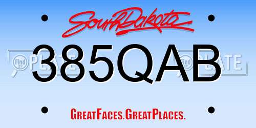 385QAB South Dakota License Plate