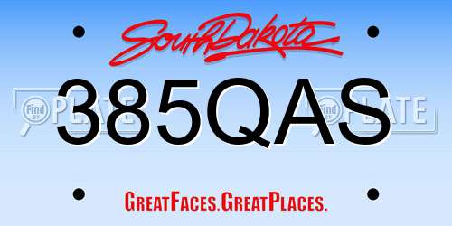 385QAS South Dakota License Plate
