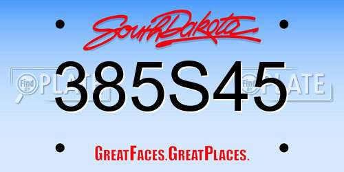 385S45 South Dakota License Plate