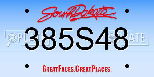 385S48 South Dakota License Plate