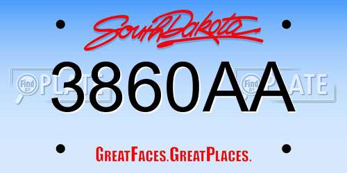 3860AA South Dakota License Plate