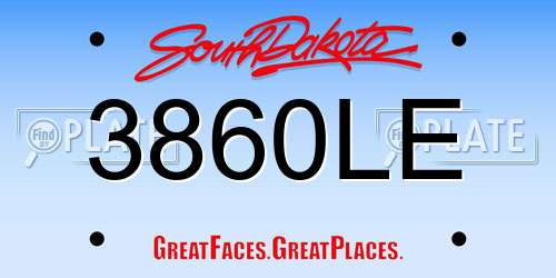 3860LE South Dakota License Plate