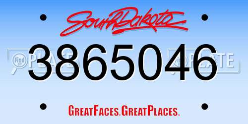 3865046 South Dakota License Plate