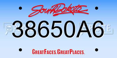 38650A6 South Dakota License Plate