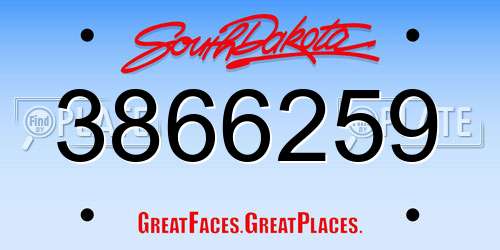 3866259 South Dakota License Plate