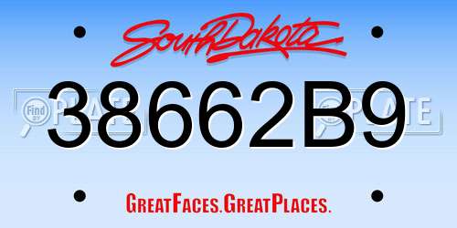 38662B9 South Dakota License Plate
