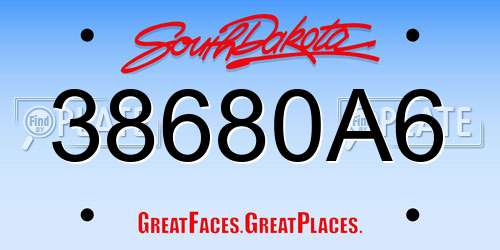 38680A6 South Dakota License Plate