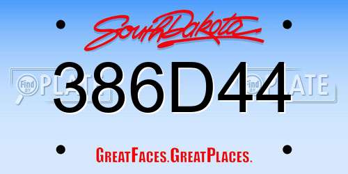 386D44 South Dakota License Plate