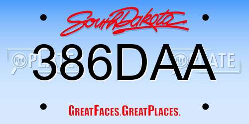 386DAA South Dakota License Plate