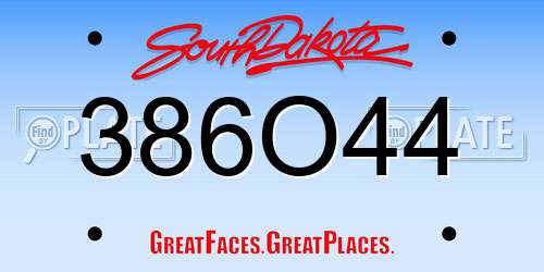 386O44 South Dakota License Plate