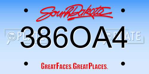 386OA4 South Dakota License Plate