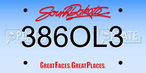 386OL3 South Dakota License Plate
