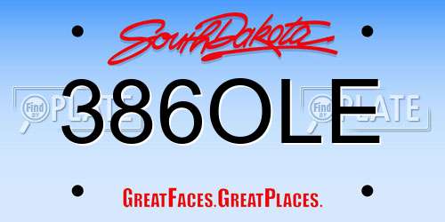 386OLE South Dakota License Plate
