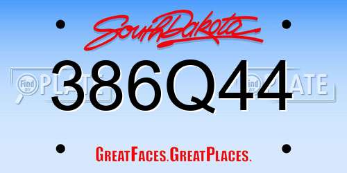386Q44 South Dakota License Plate