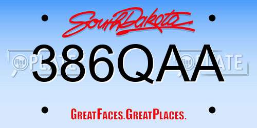 386QAA South Dakota License Plate