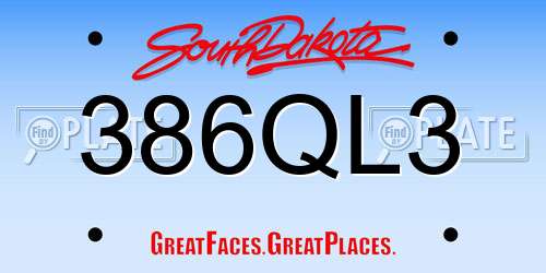 386QL3 South Dakota License Plate