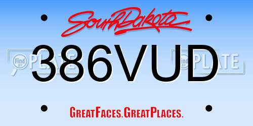 386VUD South Dakota License Plate